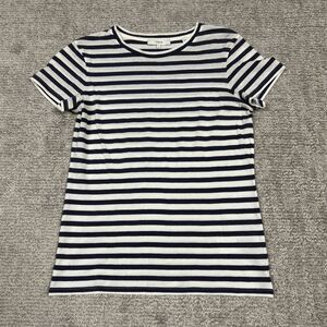 Vince Shirt Womens XS Gray White Striped Cotton Short Sleeve Lightweight